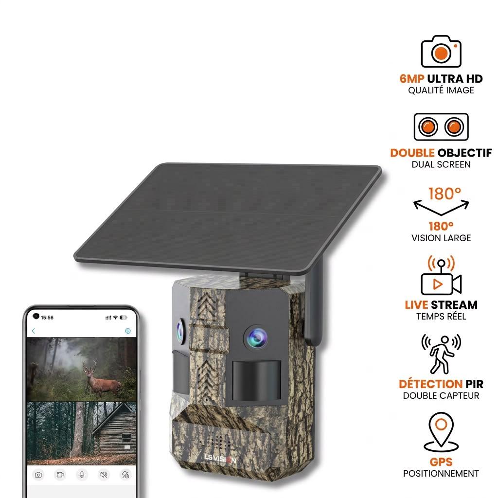 RoG TWIN – Caméra de chasse Live solaire 4G double objectif 180°